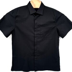 J.‎ Lindeberg Men's Short Sleeve Solid Black Large Button Up Cotton Golf Shirt